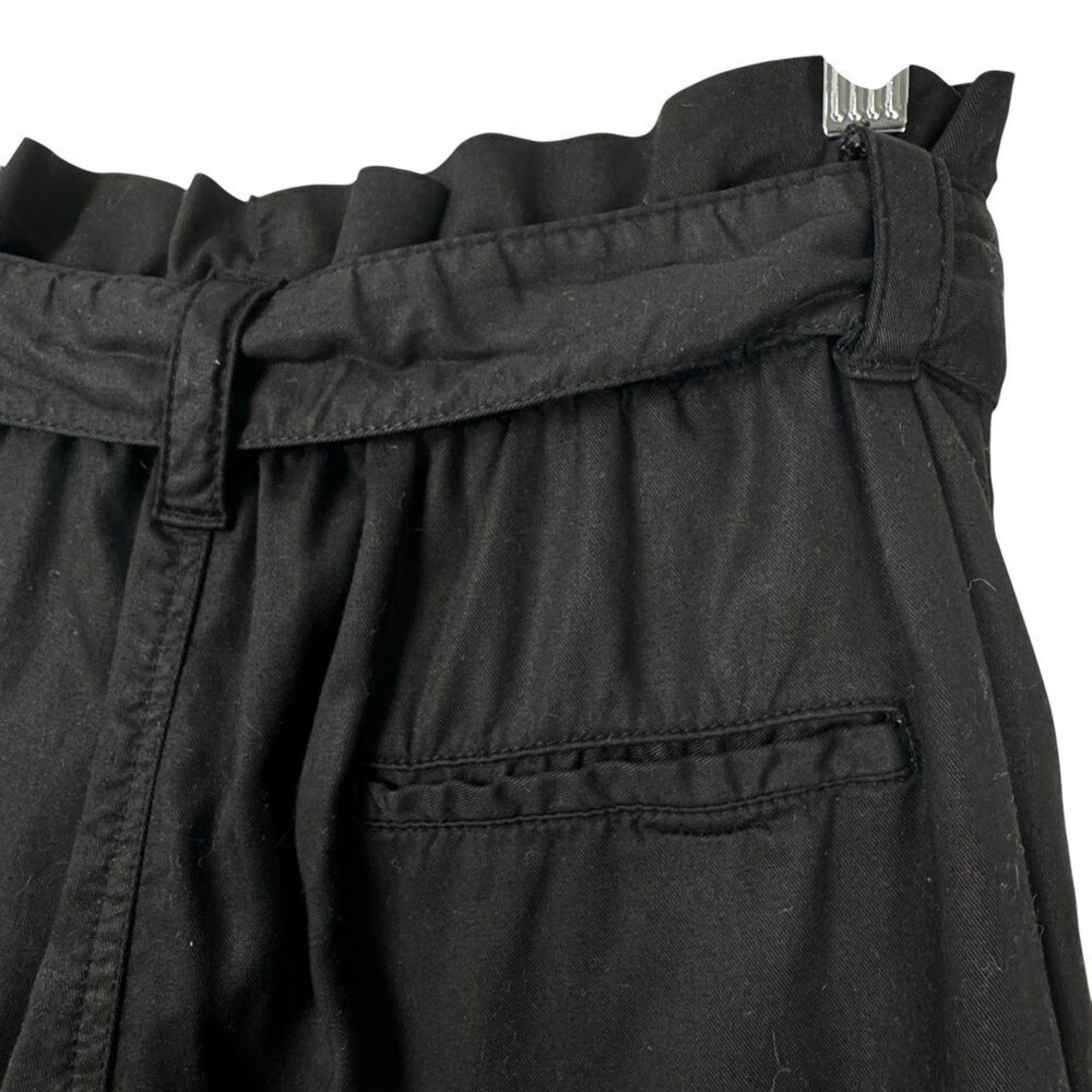 Zara Women's Paper Bag Waist Pants Black Small Wide Leg Crop Belted Office - Picture 7 of 16